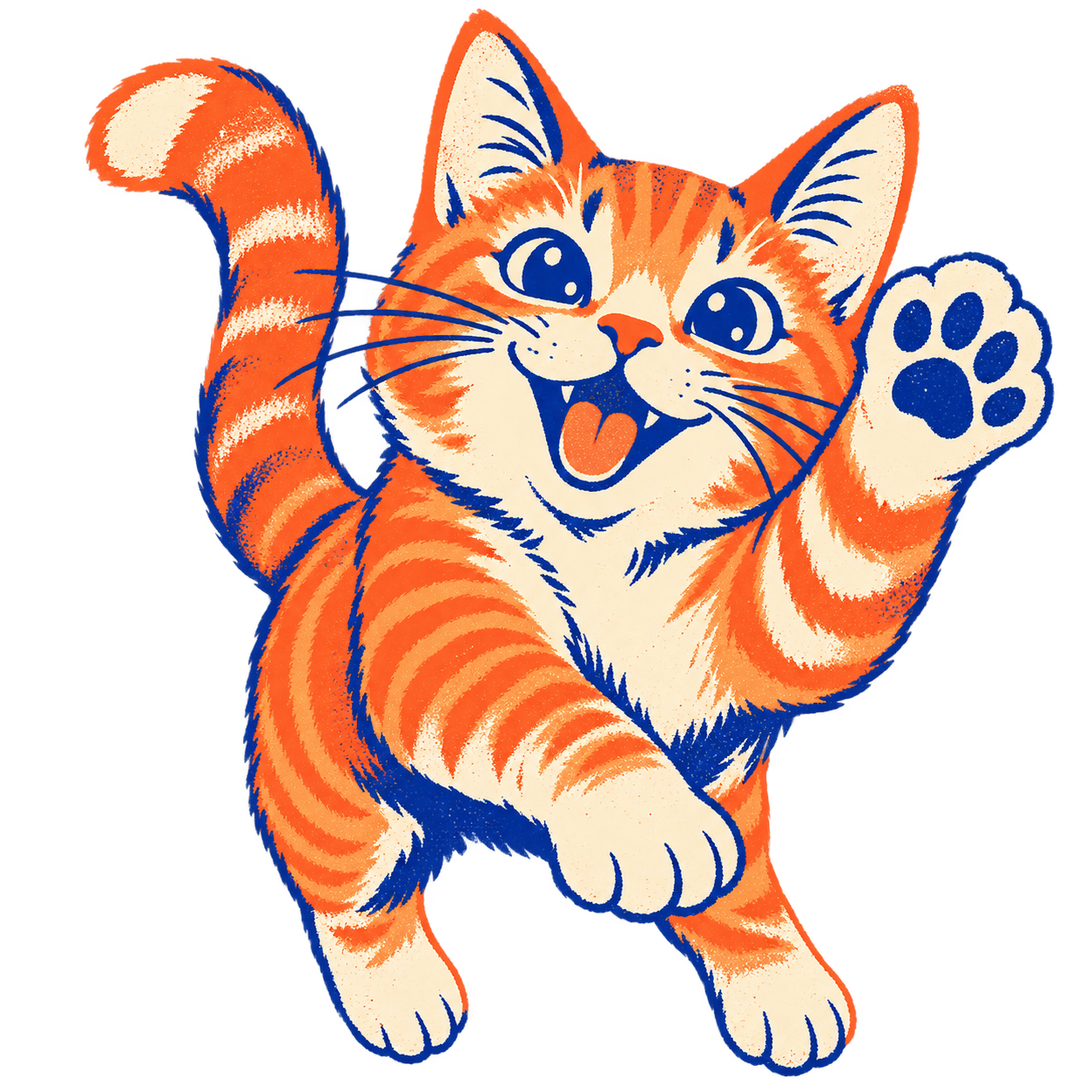 Bold screen-print style orange tabby cat artwork