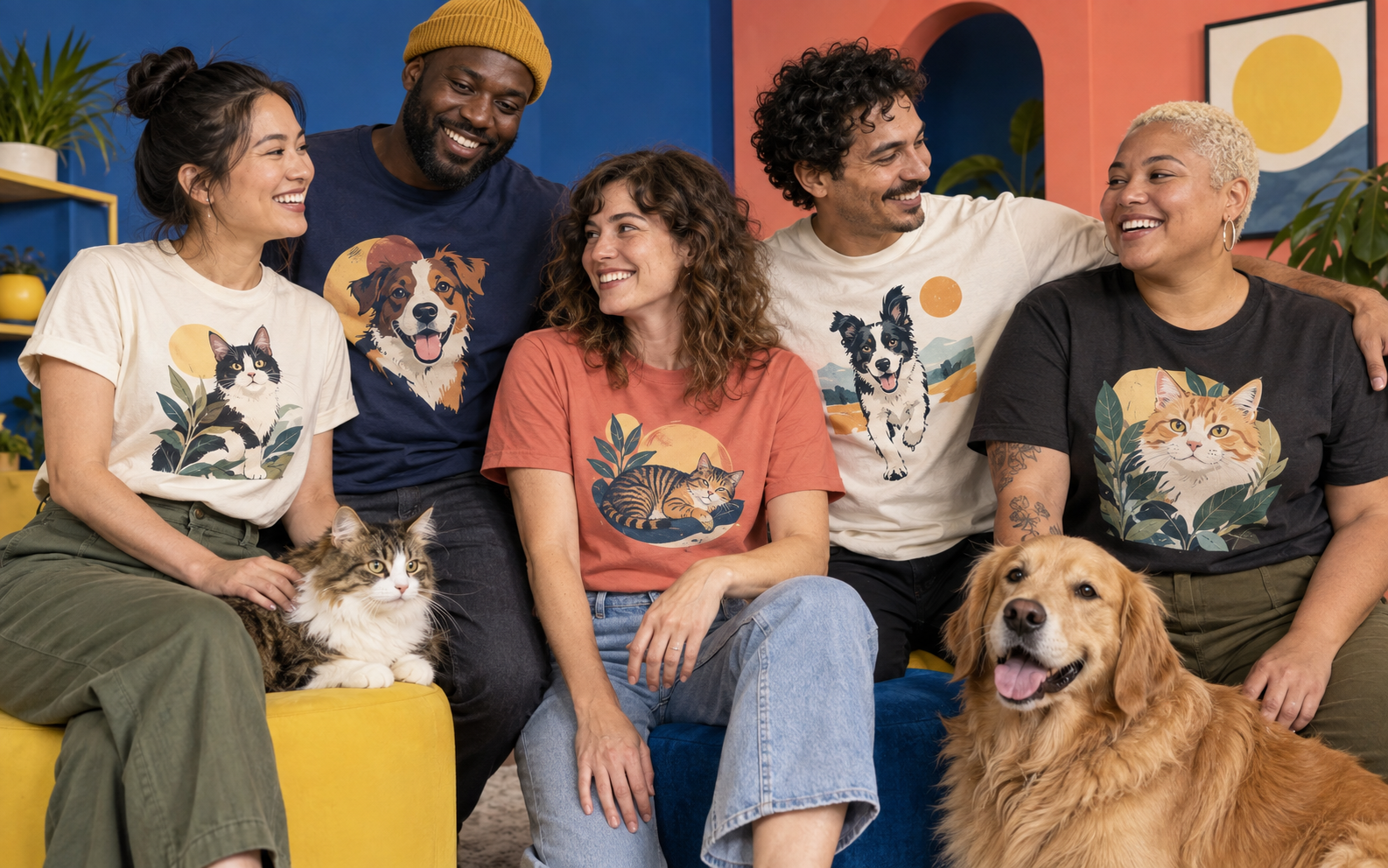 Illustrative pet portrait apparel concepts